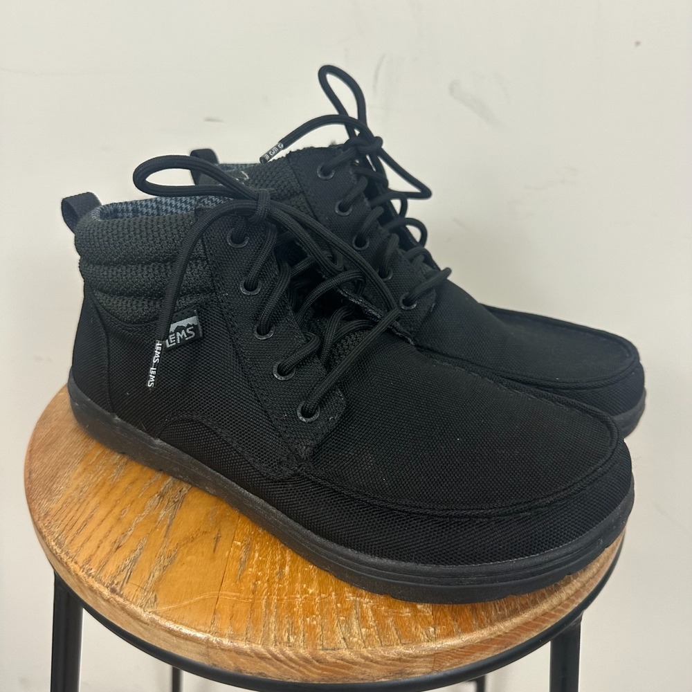 Lems Boulder Boot Mid Vegan Unisex US M10/W11.5 Jet Black Lace Up Ankle Boots